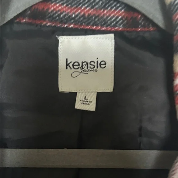 Kensie Women's Red and Black Plaid Utility Jacket - Picture 3 of 5